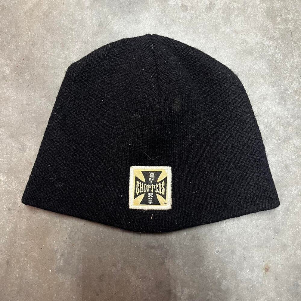Y2K black West Coast choppers beanie hat skater emo grunge
